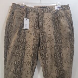 NEW Judy Blue Jeans‎ Skinny Fit Womens Plus 20W Mid Rise Taupe Black Snakeskin